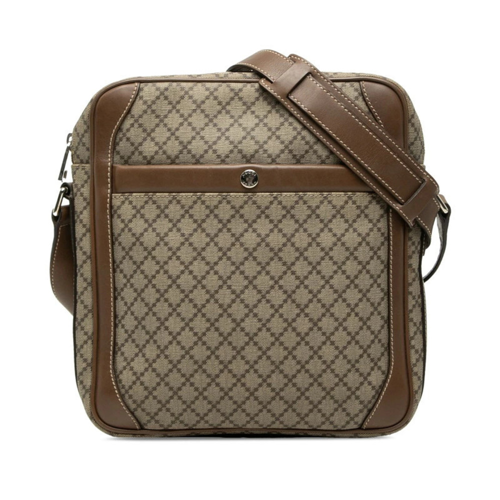 Gucci Diamante Shoulder Bag Beige Cream Brown Leather
